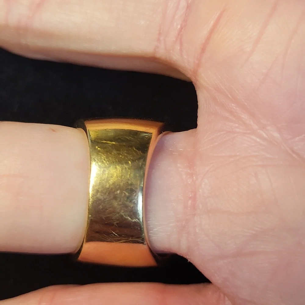 Beautiful 925 Vermeil 10k Gold Over Sterling Silver CZ Cocktail/Cigar Band Ring